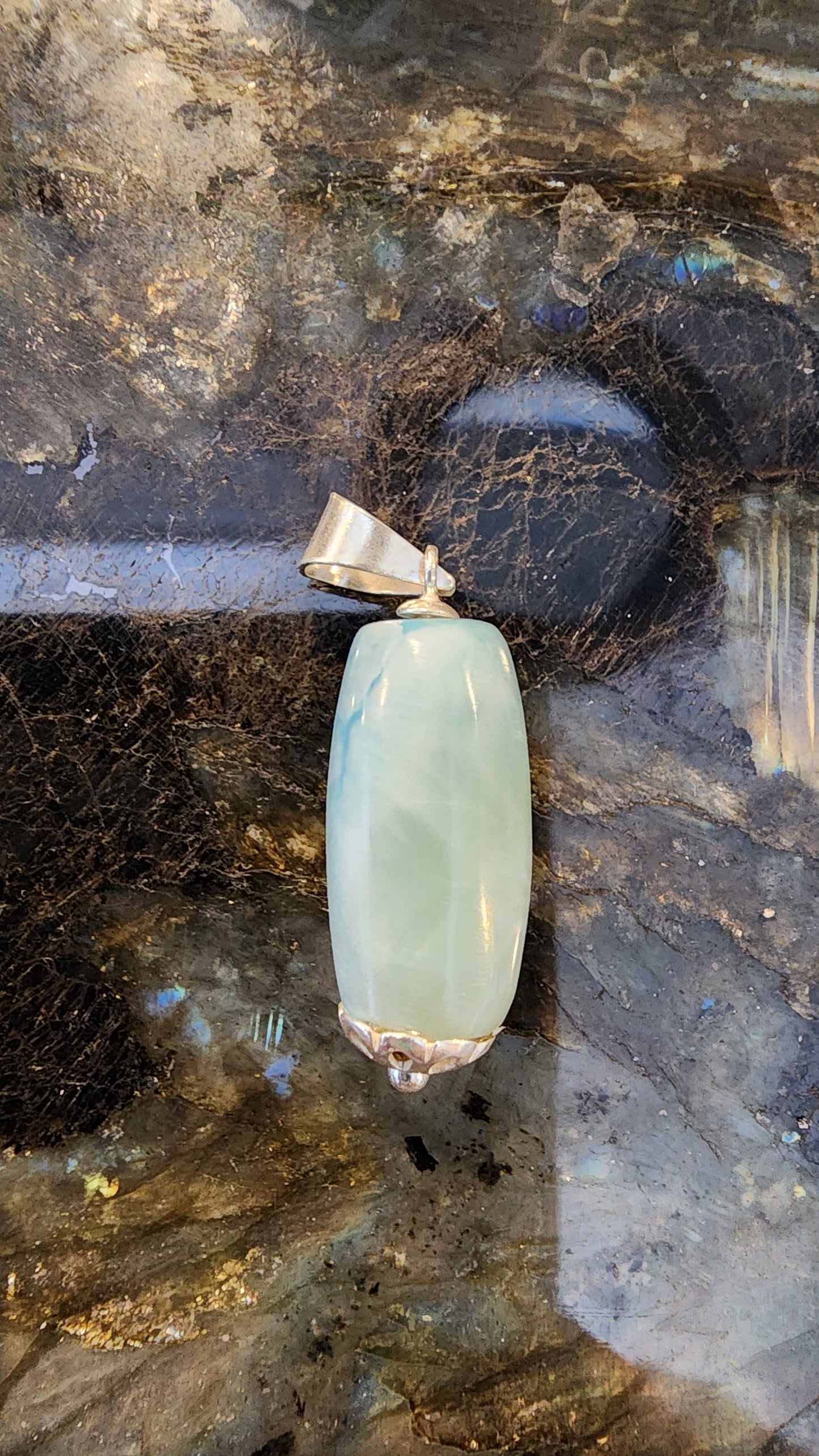 High Quality Larimar Pendant 925 Silver