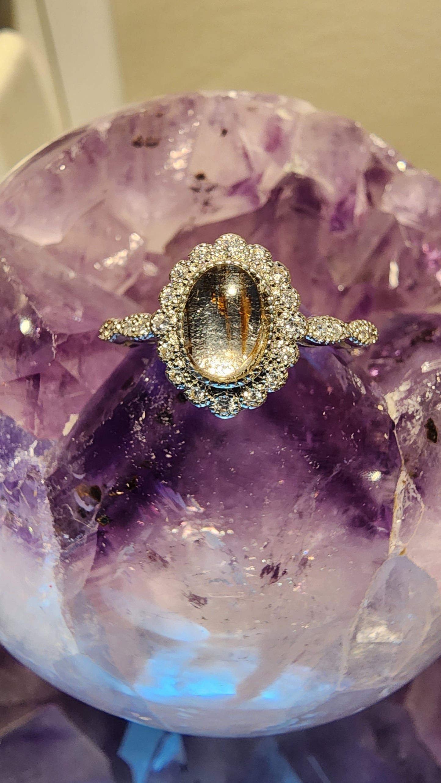 Golden Rutile and Base Metal Ring