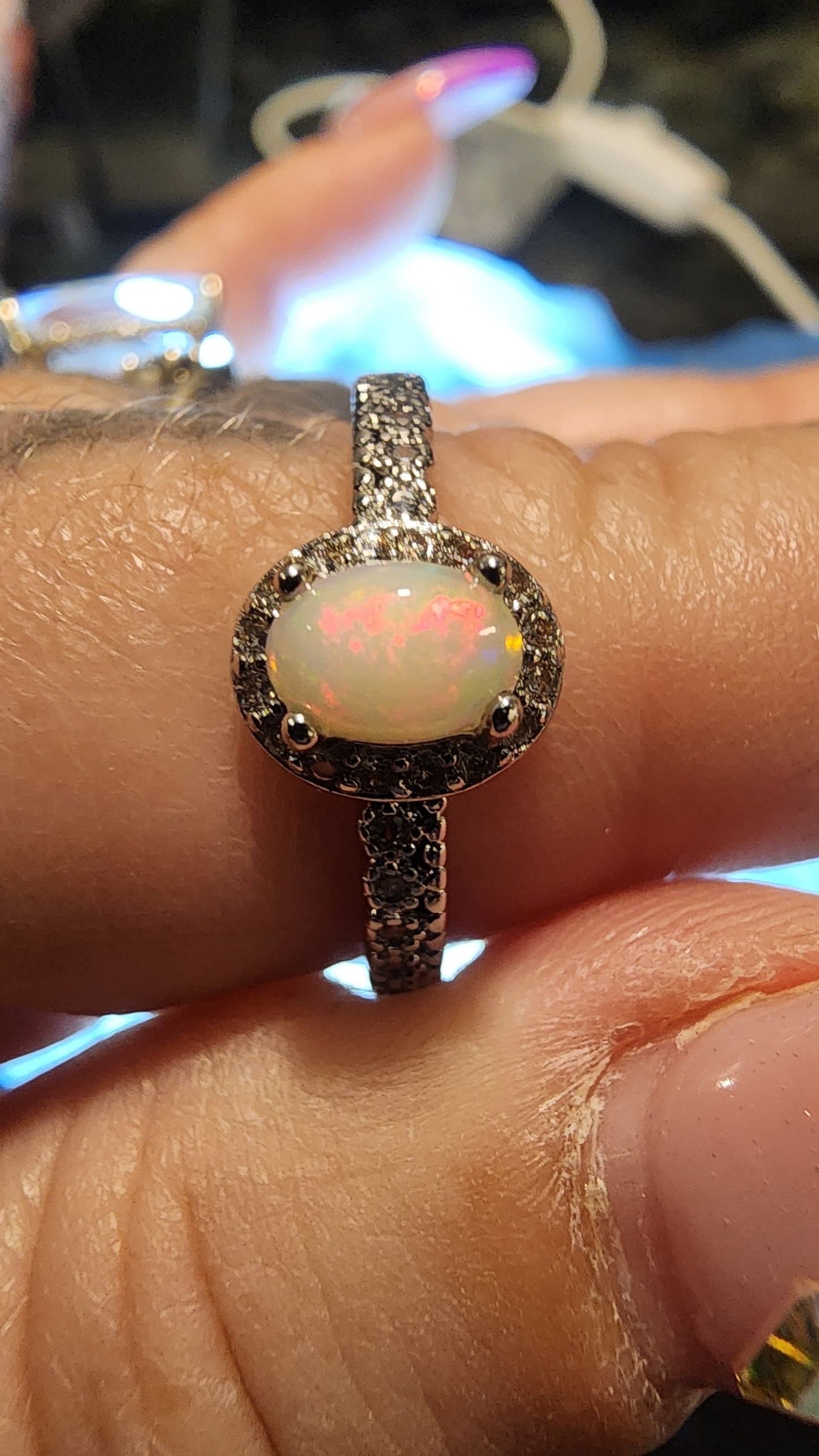 Australian Opal and Base Metal Ring