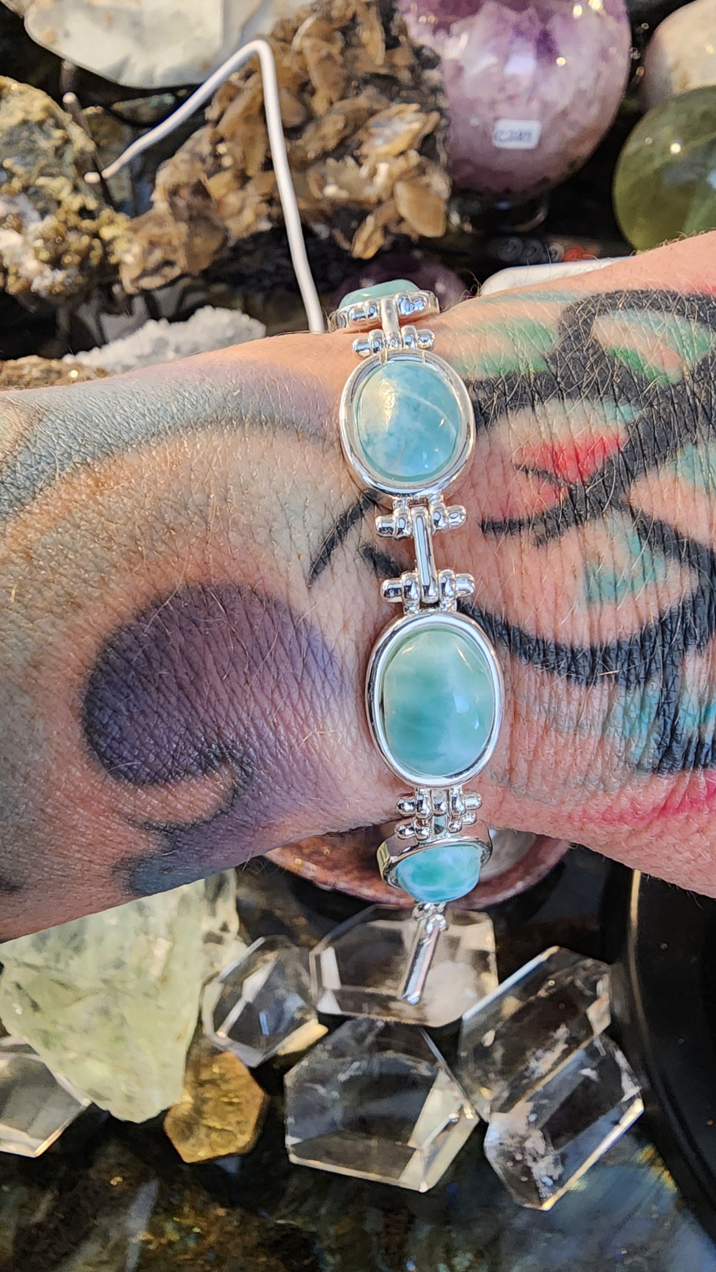 High Quality Larimar Bracelet 925 Silver Plated