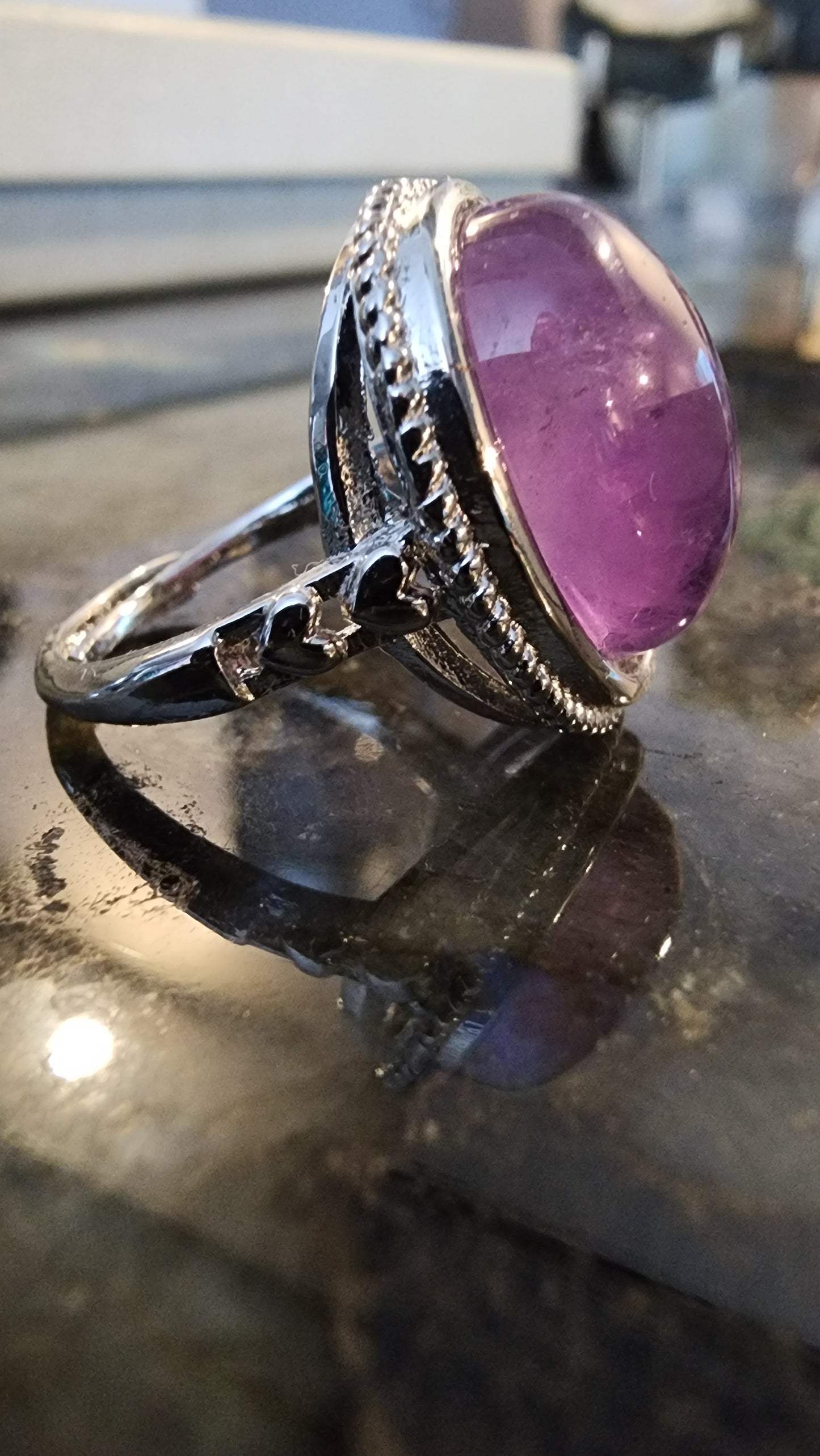 Amethyst and Base Metal Ring