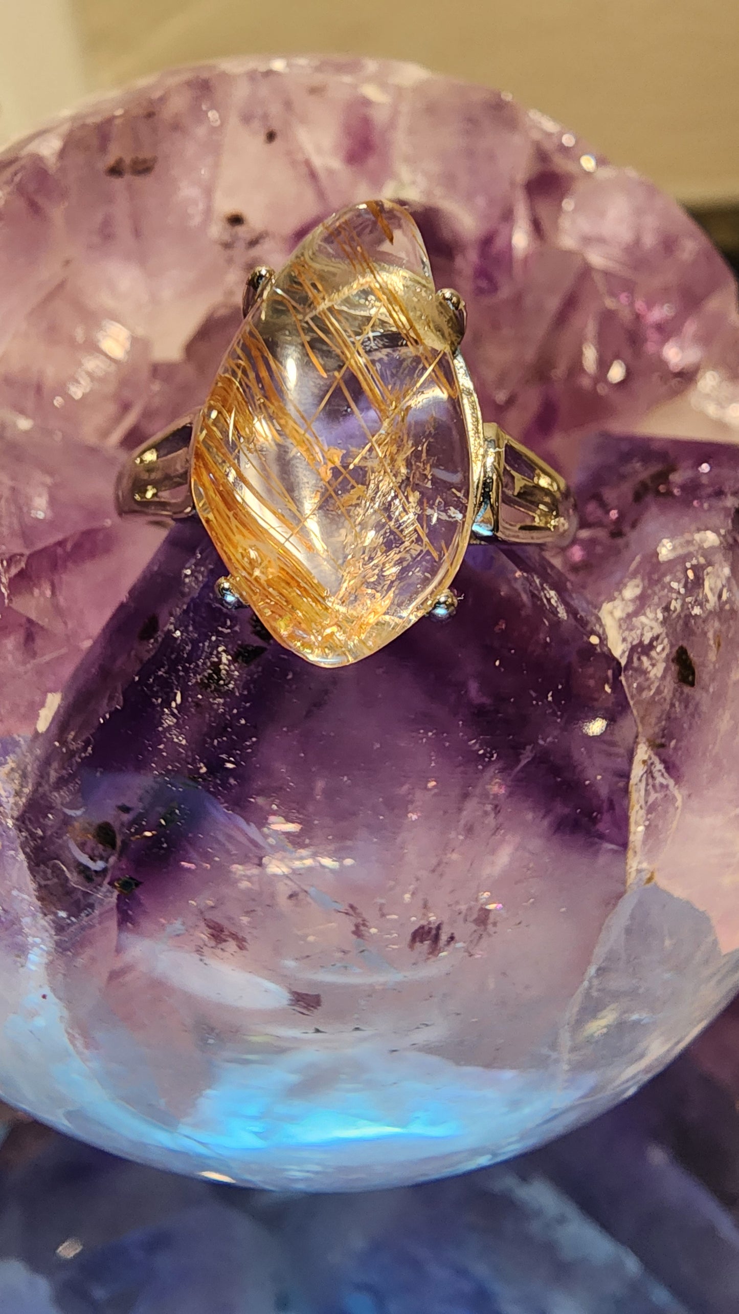 Golden Rutile and Base Metal Ring