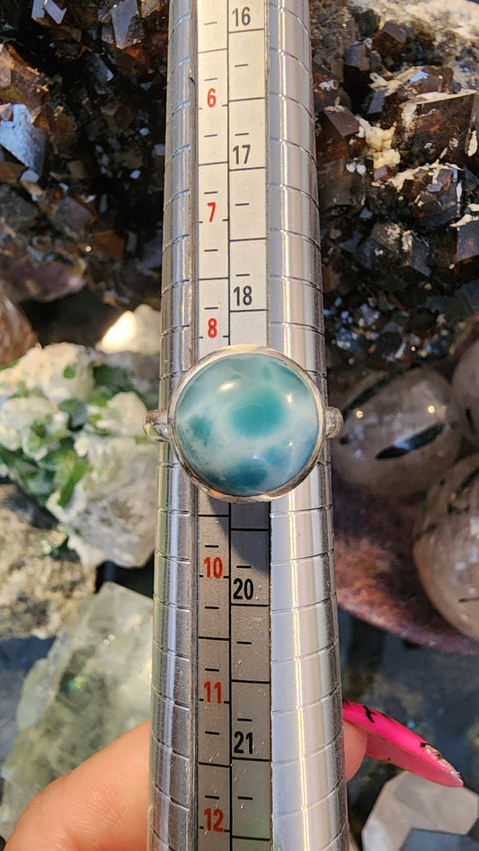High Quality Larimar 925 Silver Ring Sz 8.5
