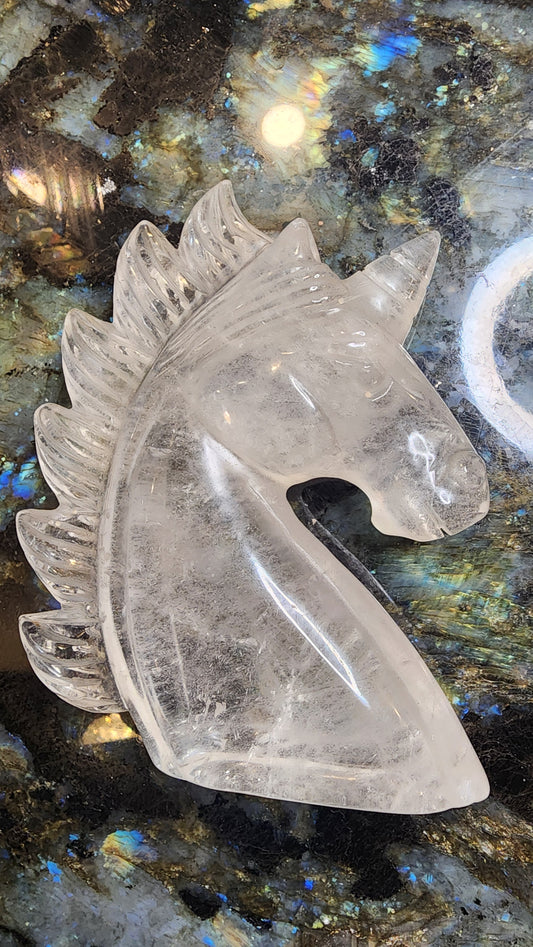 Clear Quartz Unicorn Carving