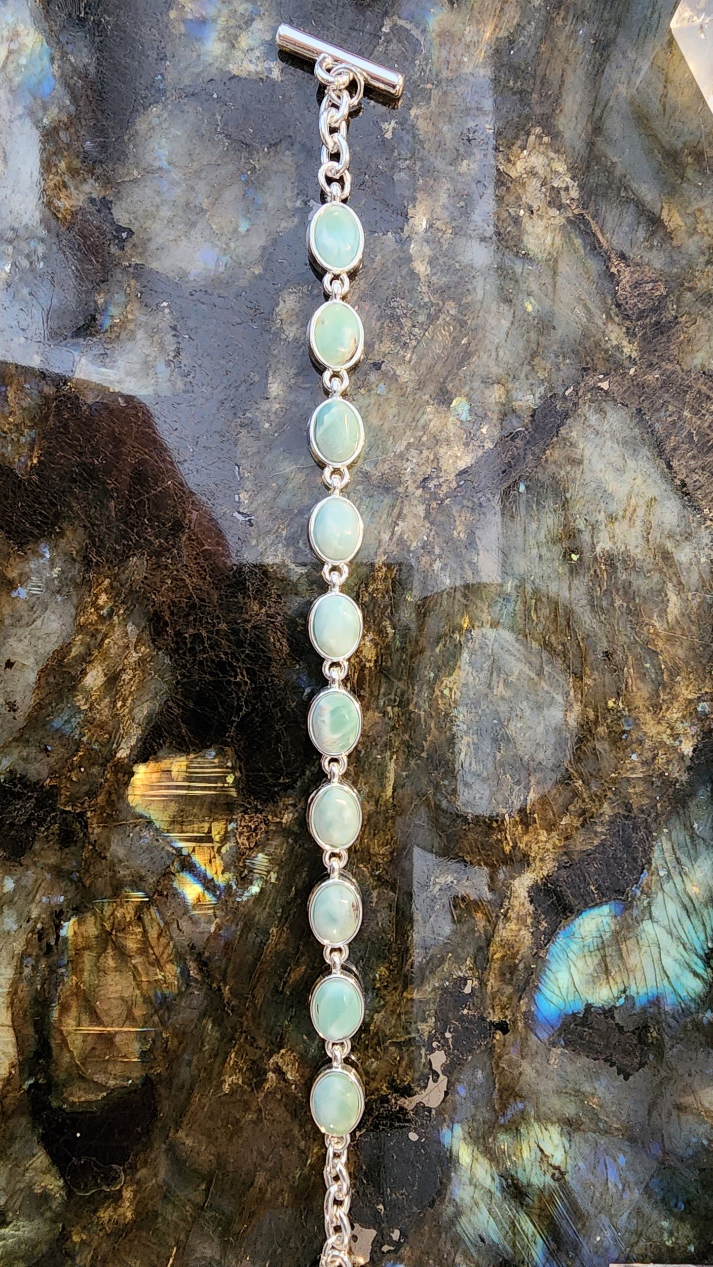 High Quality Larimar Bracelet 925 Silver Plated