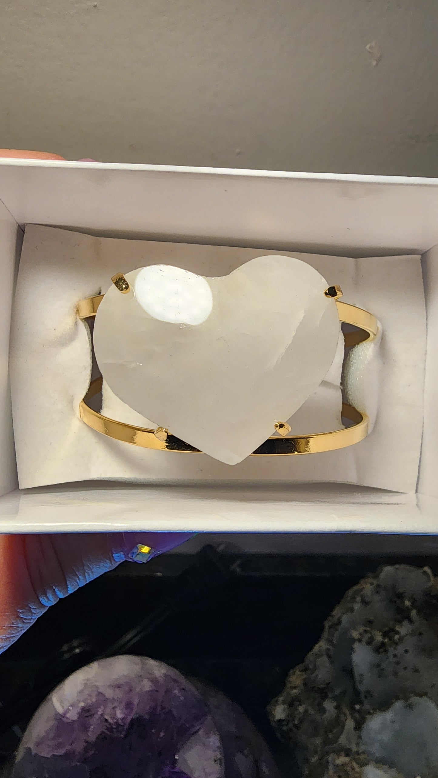 Faceted White Quartz Bangle Bracelet