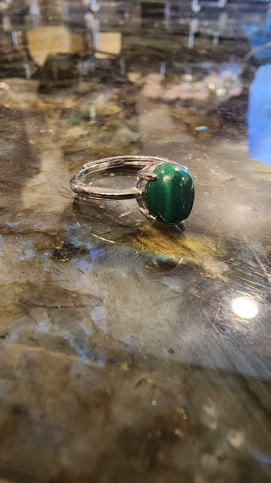 Malachite and Base Metal Ring