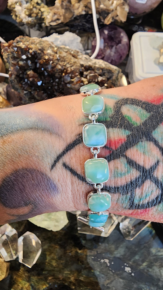 High Quality Larimar Bracelet 925 Silver Plated