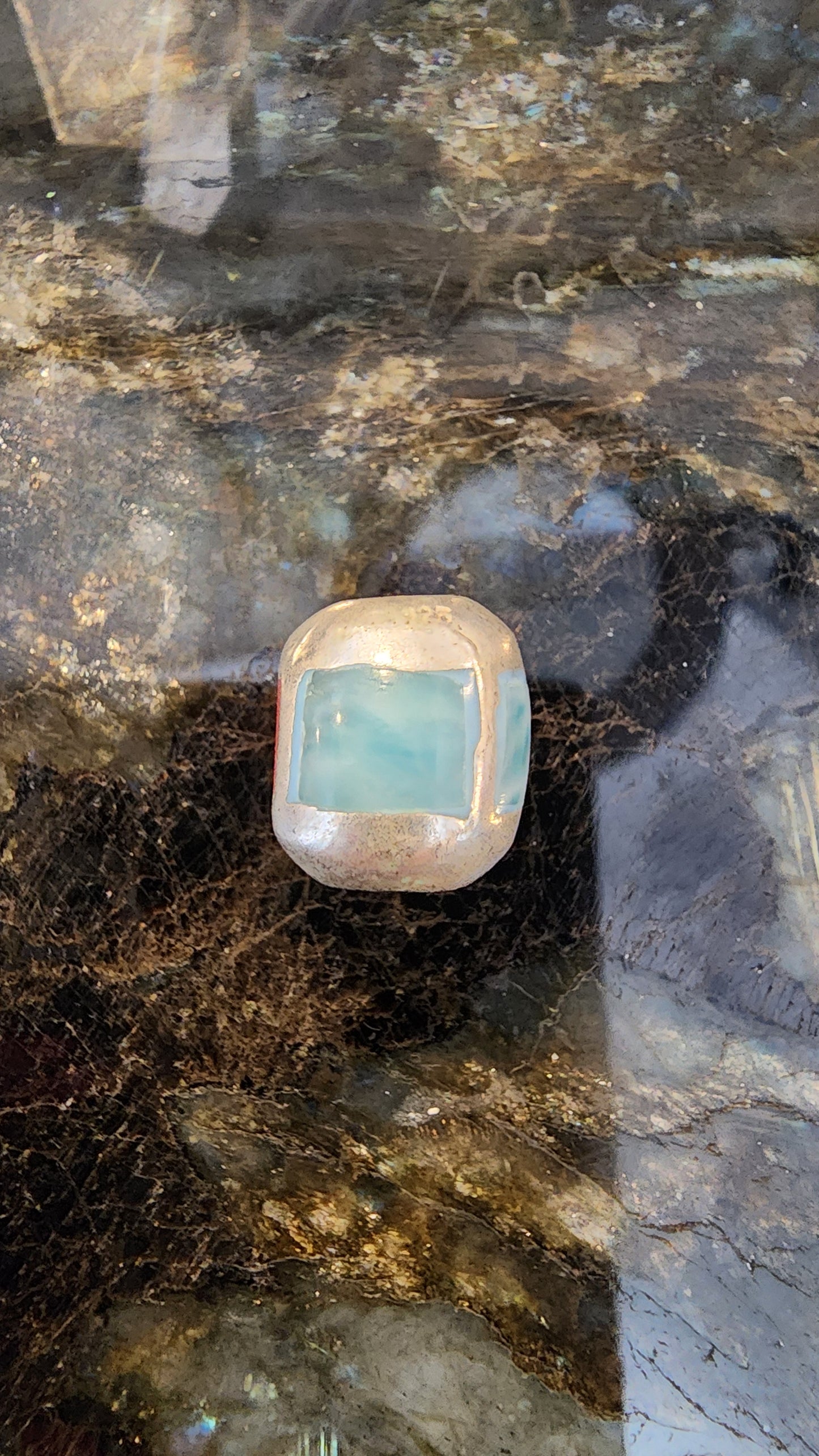 High Quality Larimar, Chalcedony & Dominican Amber Pandora Bracelet Charm 925 Silver