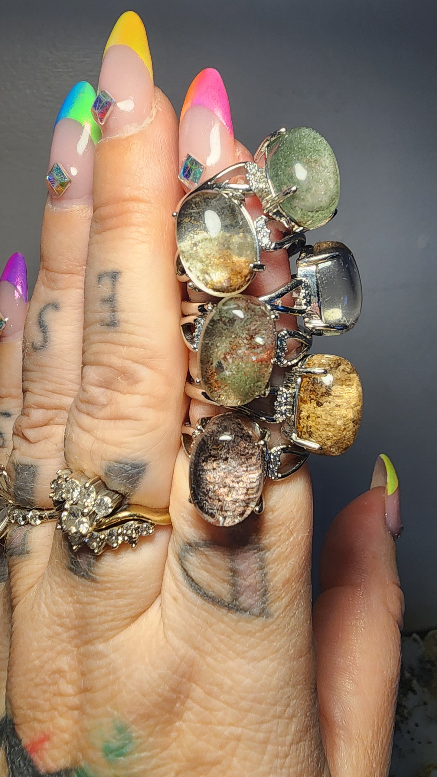 Garden Quartz and Base Metal Ring