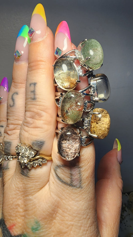 Garden Quartz and Base Metal Ring