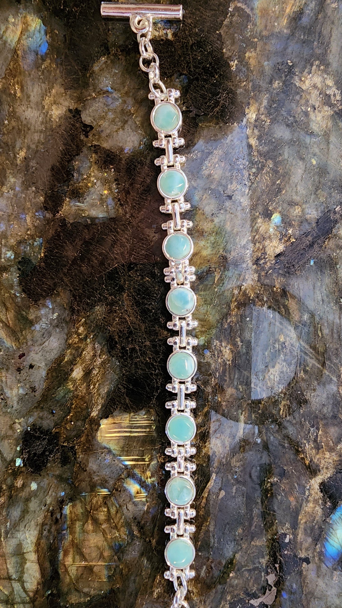 High Quality Larimar Bracelet 925 Silver Plated