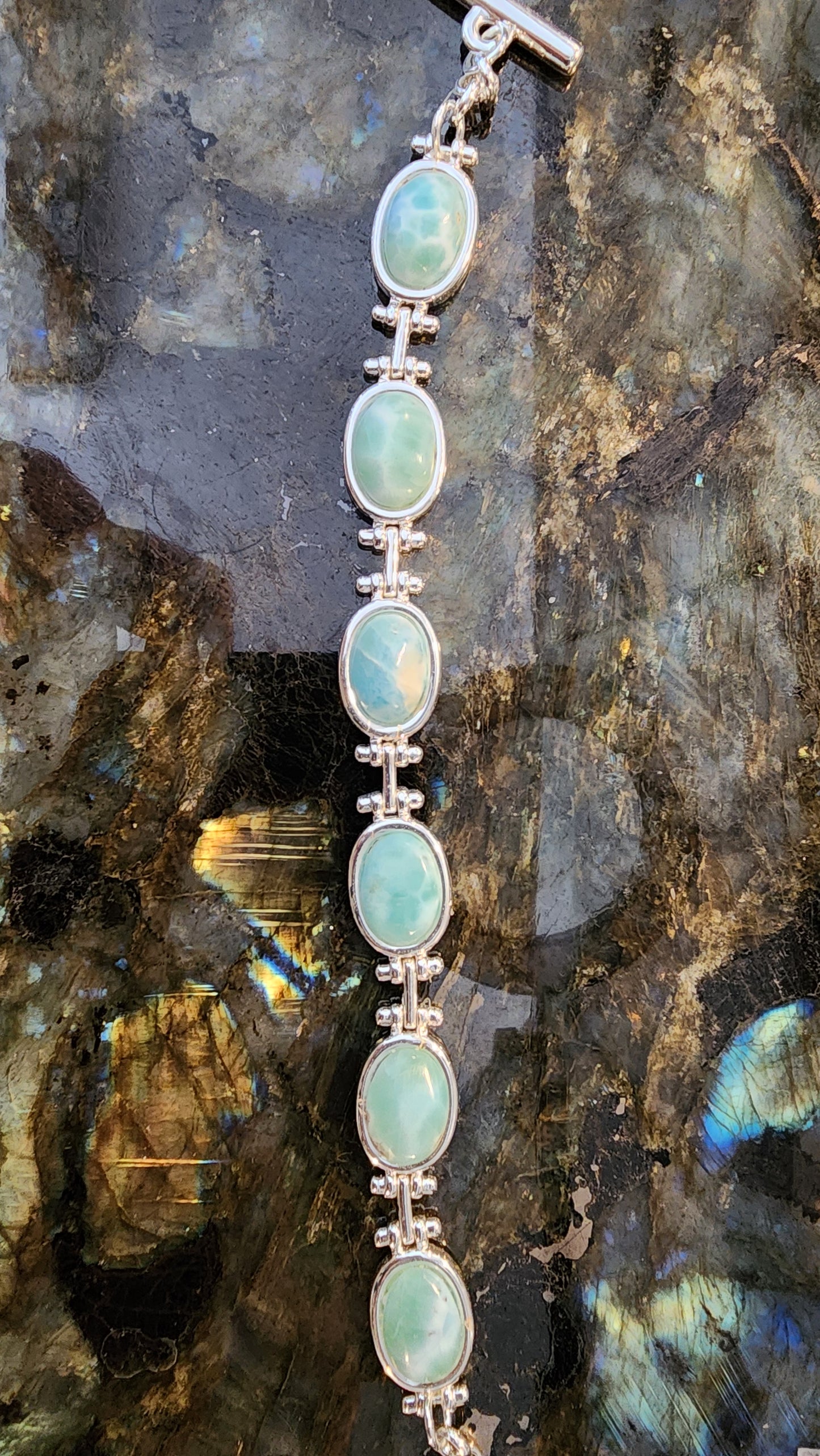 High Quality Larimar Bracelet 925 Silver Plated