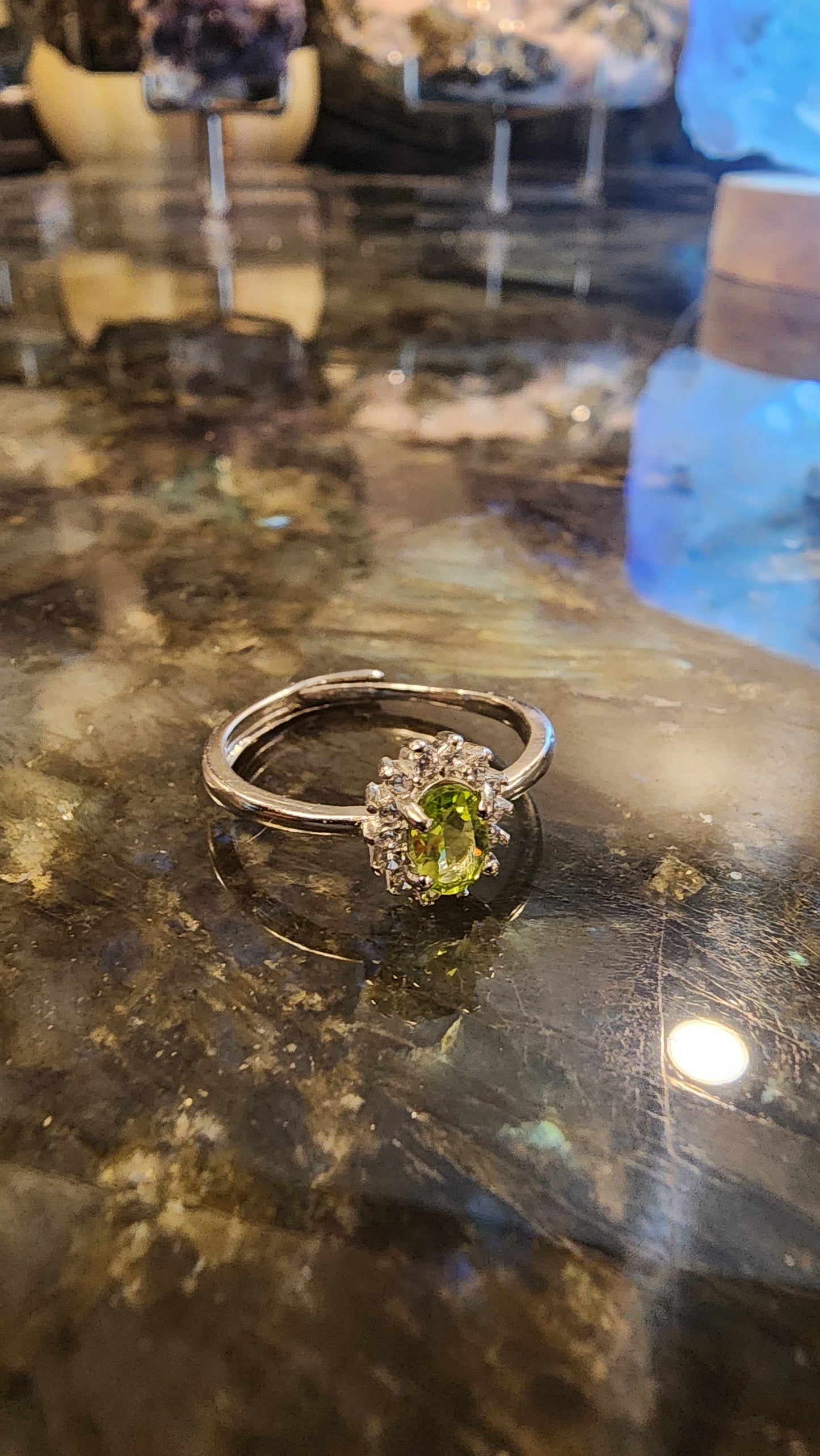 Peridot and Base Metal Ring