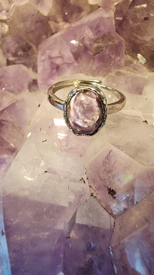 Charoite and Base Metal Ring