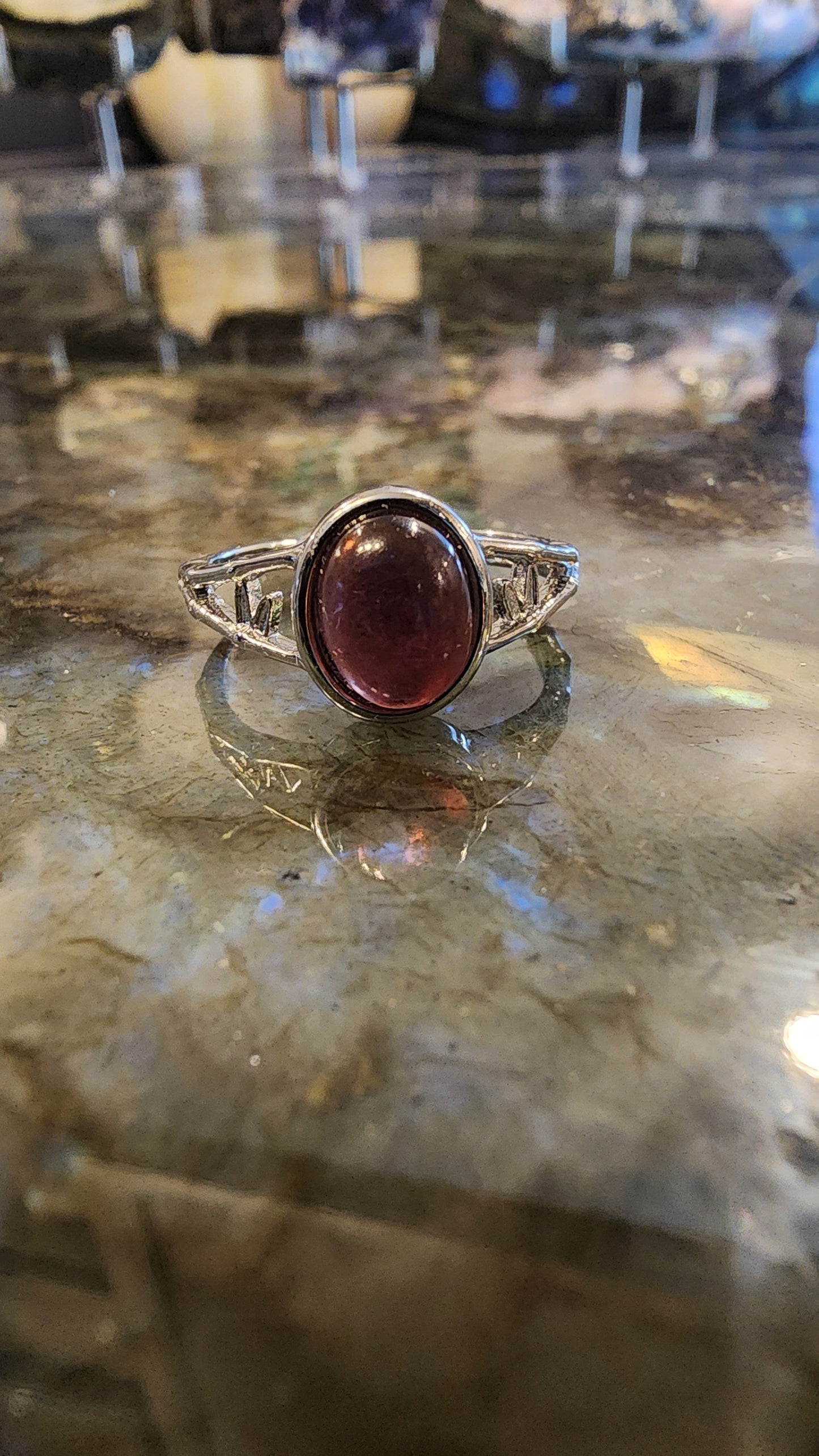 Lepidolite and Base Metal Ring