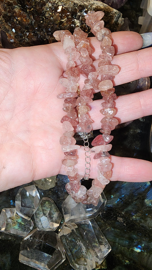 Strawberry Quartz Chip Bracelet