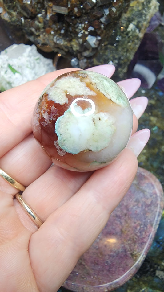 Green Flower Agate Sphere