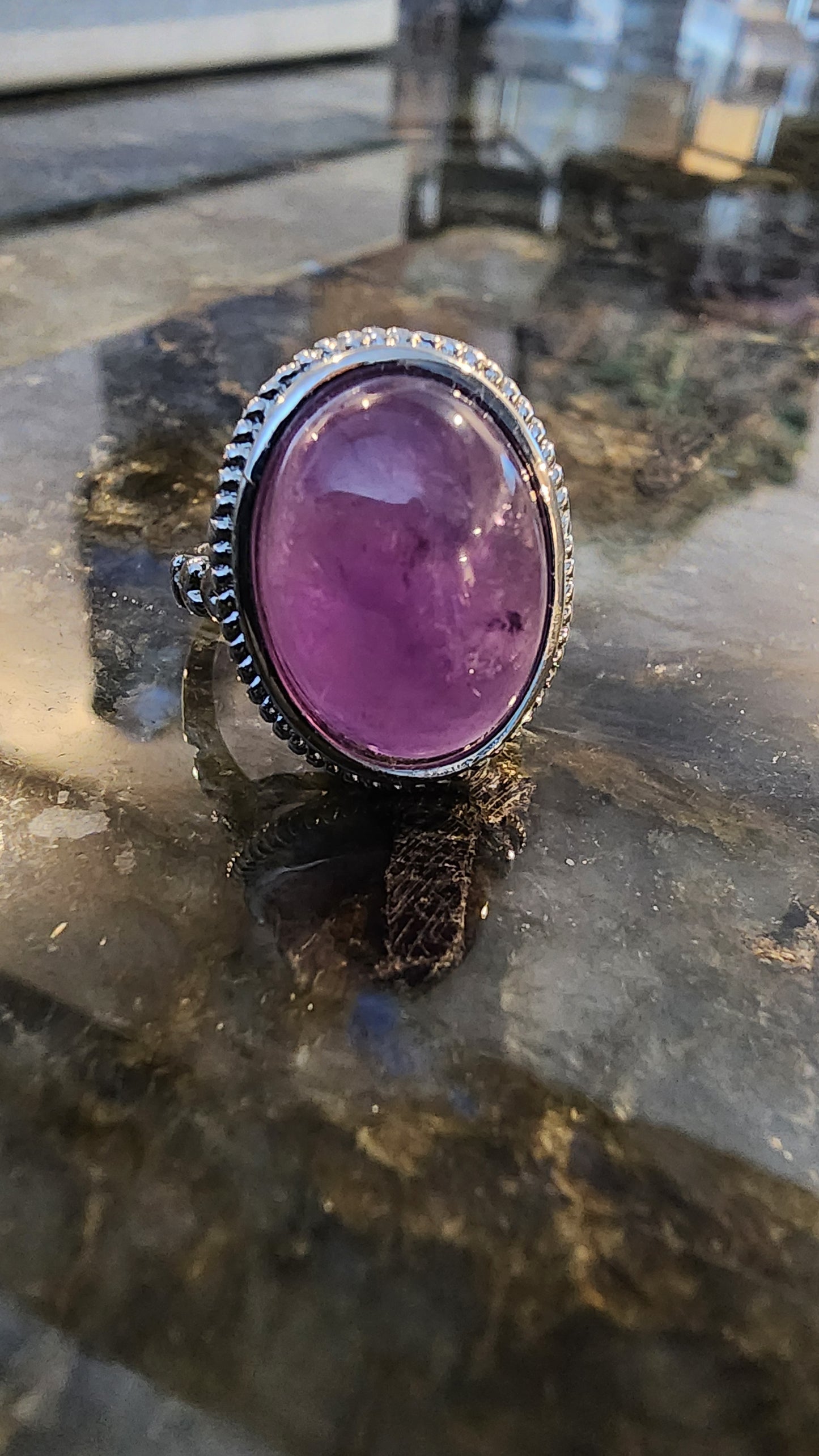 Amethyst and Base Metal Ring