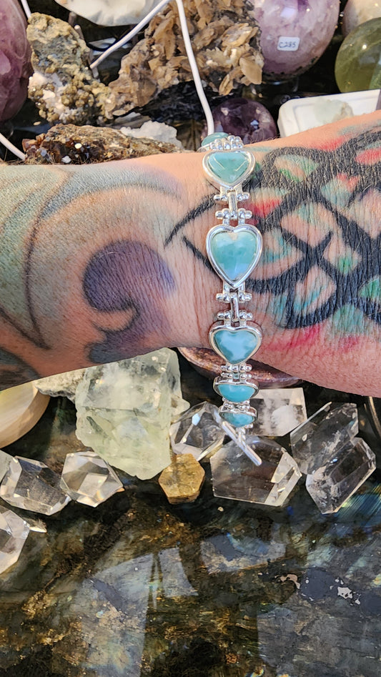 High Quality Larimar Bracelet 925 Silver Plated